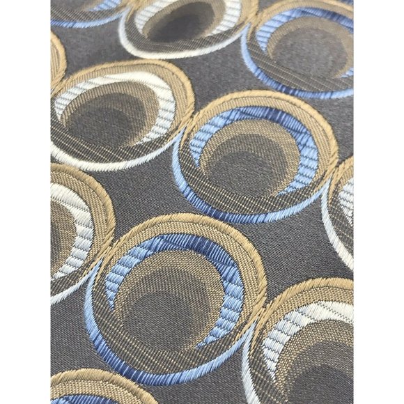 100% silk tie geometric circle designs grey blue white Concepts by Claiborne EUC - Picture 5 of 5